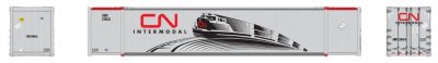 Rapido Trains 402002  CN Intermodal w/train graphic (CNRU) 53′ high-cube container (2-pack)