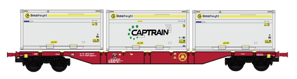 B-Models 90801.2  Innofreight Container Wagon A-RCW Sgns "CAPTRAIN"