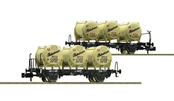 Fleischmann 823304  2 piece set container carrier wagons "Paderborner Pils", DB