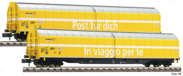 Fleischmann 838312  2 piece set high capacity sliding wall wagons "Post", SBB