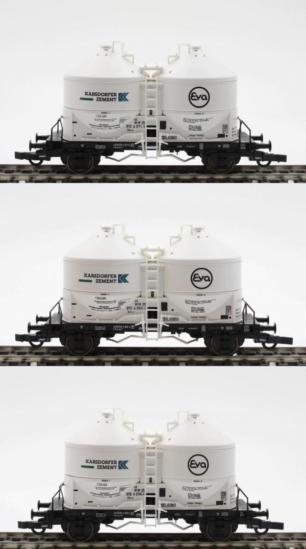 Roco 44055  3 piece set: Silo Cars "EVA Karsdorfer Zement" , DB