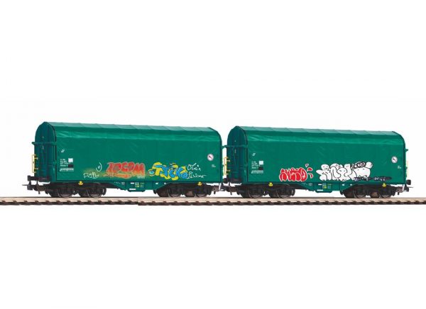 Piko 58379  2 Piece Set  Sliding tarp wagon of the FS