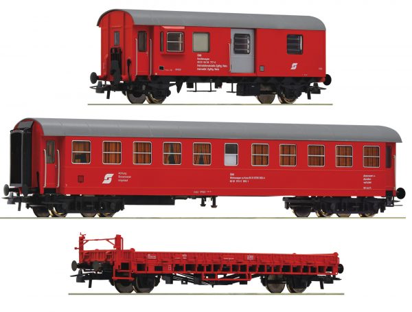 Roco 76050  3 piece set construction/maintenance train wagons, ÖBB