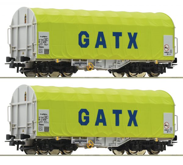 Roco 76055  2 piece set slide tarpaulin wagons, GATX