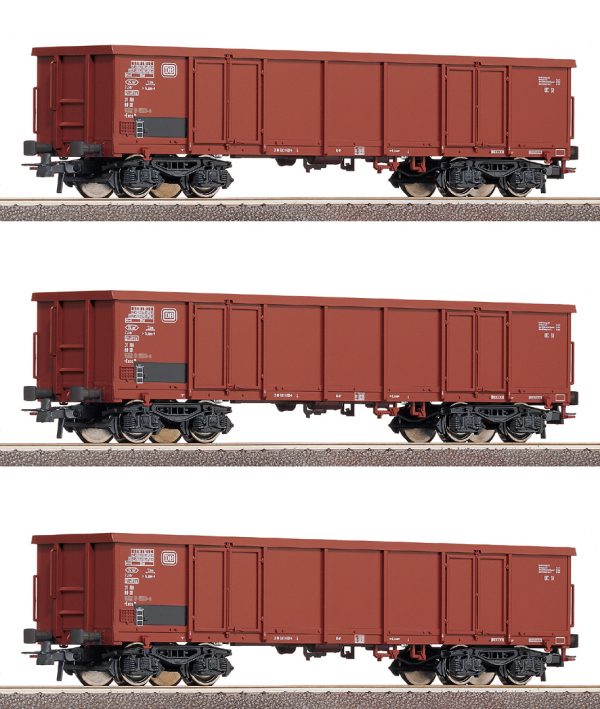 Roco 66124   3 piece set: Open goods wagon, DB