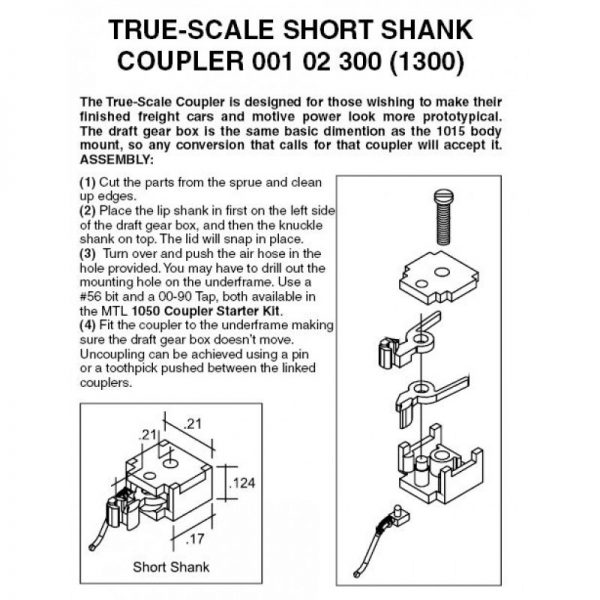 Micro Trains 00102300 (1300)   N True Scale Short Shank Coupler (2 Pair)