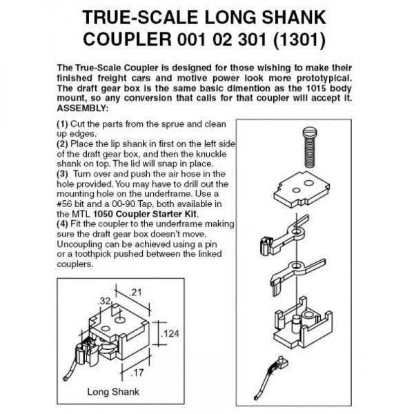 Micro Trains 102301  N True Scale Long Shank Coupler (2 pr)