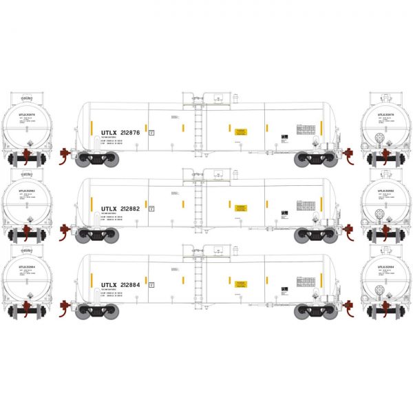 Athearn 29890   30,000 Gallon Ethanol Tank Car, UTLX (3 Pack) #212876, 212882, 212884