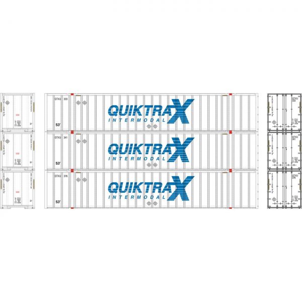Athearn 72782  53’ Stoughton Container, QTXU (3 Pack)