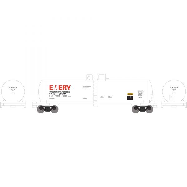 Athearn 13711   N 50′ RTC 20,000 Gallon Tank Car, GATX Emery #29307