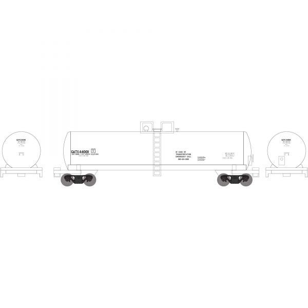 Athearn 13715   N 50′ RTC 20,000 Gallon Tank Car, GATX White #44001