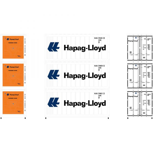 Athearn 17733  N 20’ Reefer Container, Hapag-Lloyd (3 Pack)