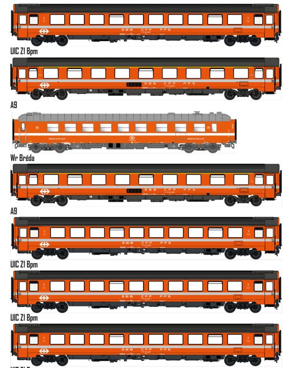 LS Models MW1908  7-piece passenger car set, SBB