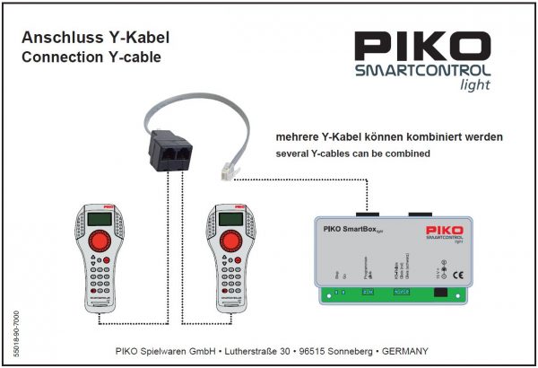 Piko 55018  Y-Cable (1xPlug,2xSocket) for PIKO Smart controller light