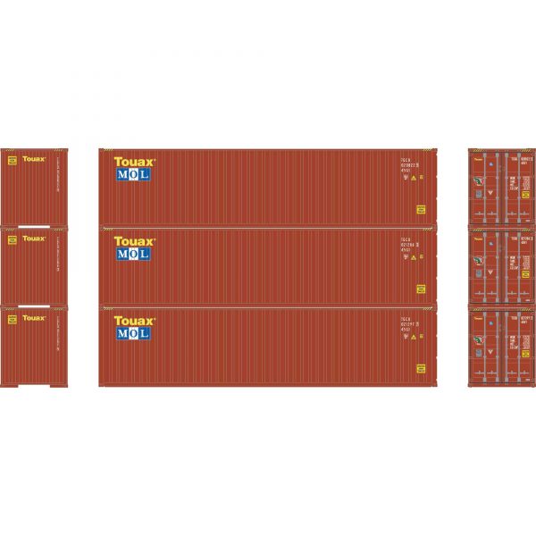 Athearn 17440  40' Corrugated HC Container, Touax/MOL  (3 Pack)