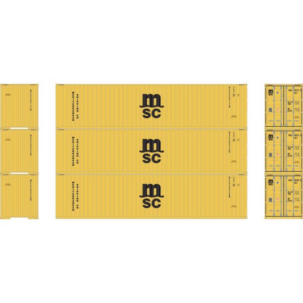 Athearn 17442  40' Corrugated HC Container, MSC  (3 Pack)