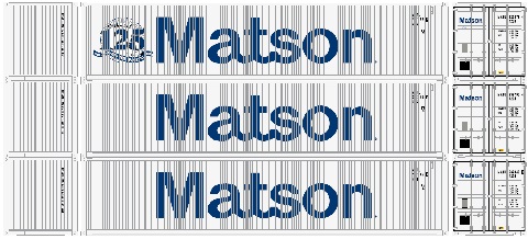 Athearn 17639  40' High-Cube Container, Matson  (3 Pack)