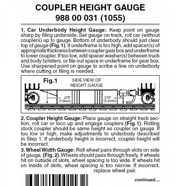 Micro Trains 98800031 (1055)    Coupler Height Gauge - N scale