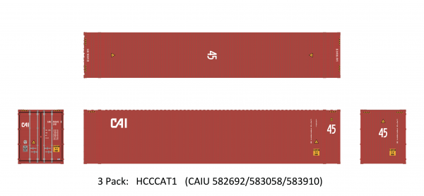 Aurora Miniatures HCCCAT1  45' Hi-Cube Dry Container, CAI (3 Pack)
