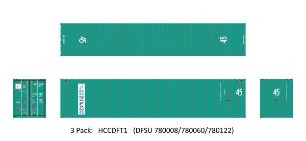Aurora Miniatures HCCDFT1  45' Hi-Cube Dry Container, Dongfang (3 Pack)