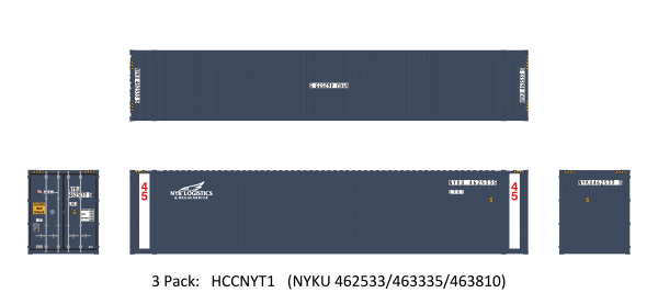 Aurora Miniatures HCCNYT1  45' Hi-Cube Dry Container, NYK (3 Pack)