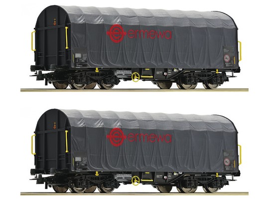 Roco 76039   2 piece set sliding tarpaulin wagons, Ermewa