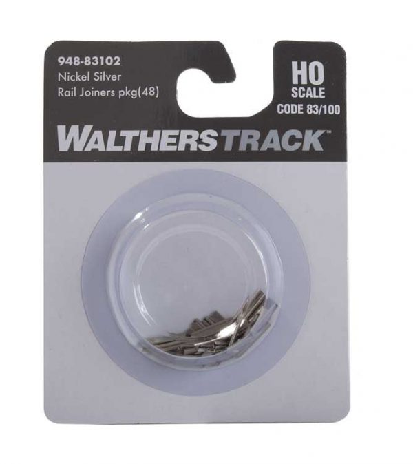 Walthers Track 83102  HO Code 83 or 100 Nickel-Silver Rail Joiners pkg(48)