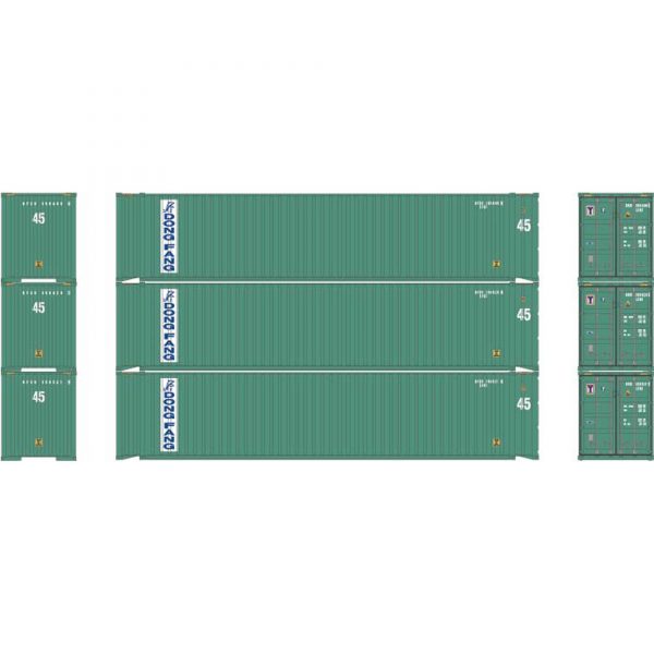 Athearn 28042  HO 45’ Container, Dong Fang (3 Pack)