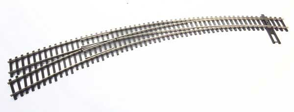 Walthers Track 83061  HO Code 83 Nickel Silver DCC-Friendly Curved Turnout - 20 and 24" Radii - Left Hand
