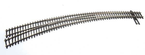 Walthers Track 83063  HO Code 83 Nickel Silver DCC-Friendly Curved Turnout - 24 and 28" Radii - Left Hand