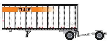 Trainworx 42885-01   28' Pup Van Trailer with Converter Dolly, Yellow