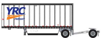 Trainworx 42890-03   28' Pup Van Trailer with Converter Dolly, YRC Freight