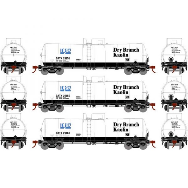 Athearn 16353   16,000-Gallon Clay Slurry Tank, GATX (3Pack)