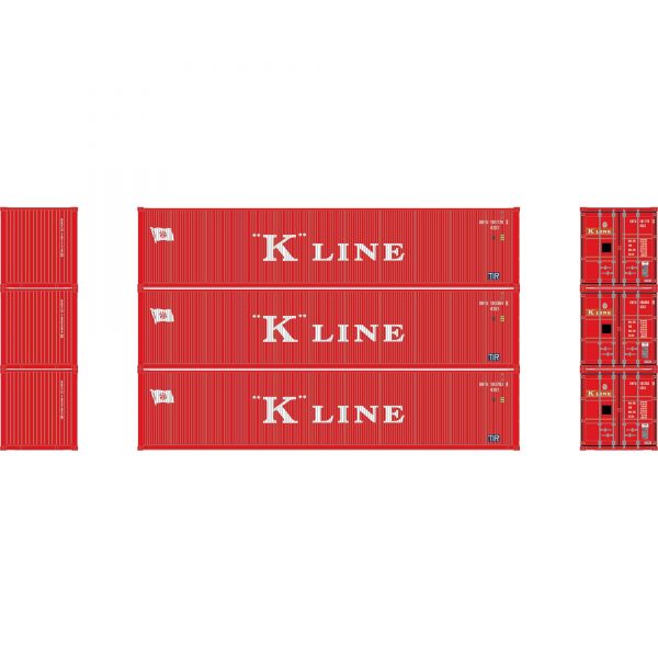 Athearn 27053  40' Corrugated Low Container, K Line (3 Pack)