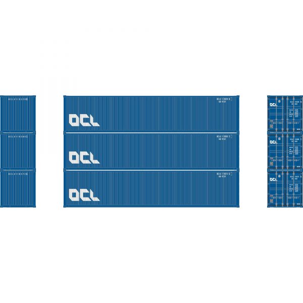 Athearn 27057  HO 40' Corrugated Low Container, OCLU  (3 Pack)