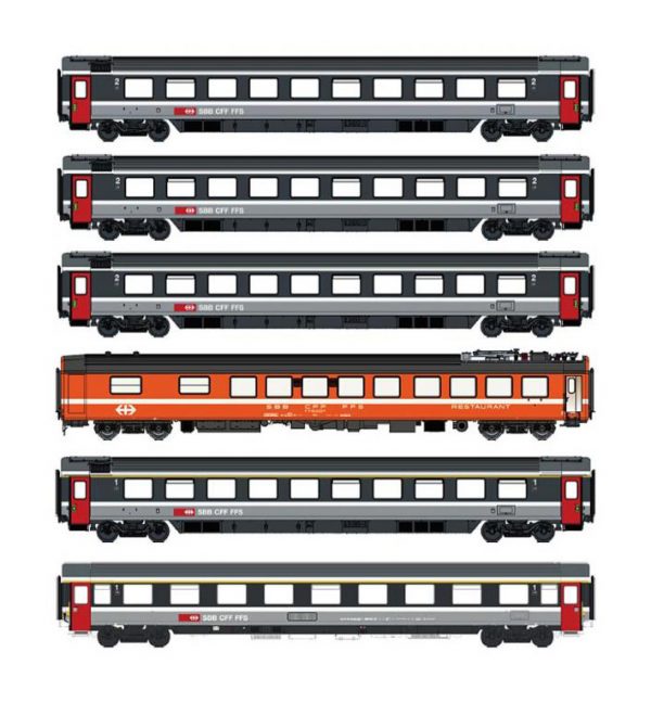 LS Models MW1706  6 pieces Passenger car set EC97 "IRIS" Brussels - Chur, SBB