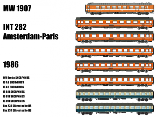 LS Models MW1907  8 pieces Passenger car set, SNCB/DB