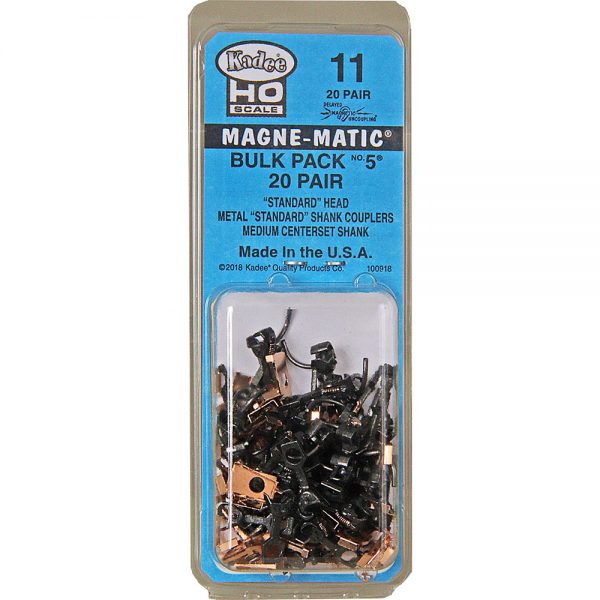 Kadee #11  HO Scale Bulk Pack - #5 (NO.5®) Metal Couplers - Medium (9/32") Centerset Shank (20pr)