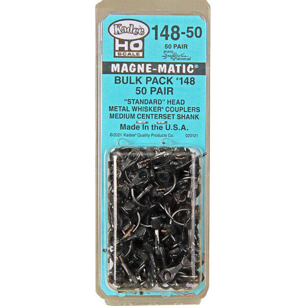 Kadee #148-50 HO Scale Bulk Pack - #148 Whisker® Metal Couplers - Medium (9/32") Centerset Shank (50pr)