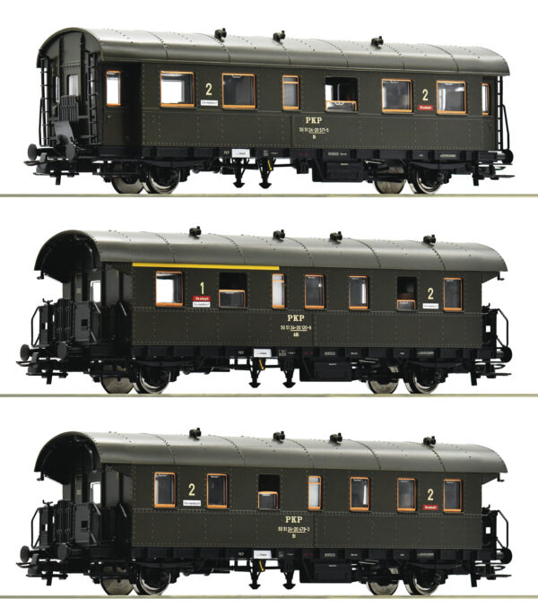 Roco 74019   3 piece set: Passenger coaches, PKP