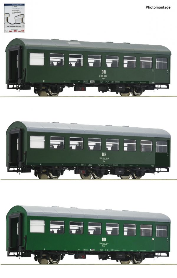 Roco 74071  3 piece set: Passenger coaches “Rekowagen”, DR (Set 2)