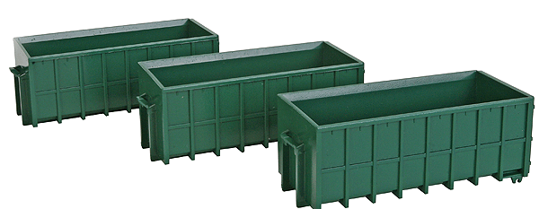Walthers SceneMaster 4100  Large Dumpsters - Assembled -- Green pkg(3)