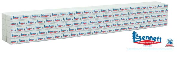 Walthers SceneMaster 3162  Wrapped Lumber Load for WalthersMainline 72' Centerbeam Flatcar - Bennett Lumber (blue, red)