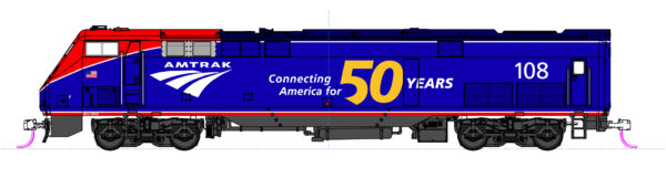 Kato 176-6037  GE P42 "Genesis" Amtrak Phase VI w/ 50th Anniversary Logo #108