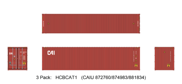 Aurora Miniatures HCBCAT1 40ft Containers 3 Pack, CAI (CAIU 872760/874983/881834)