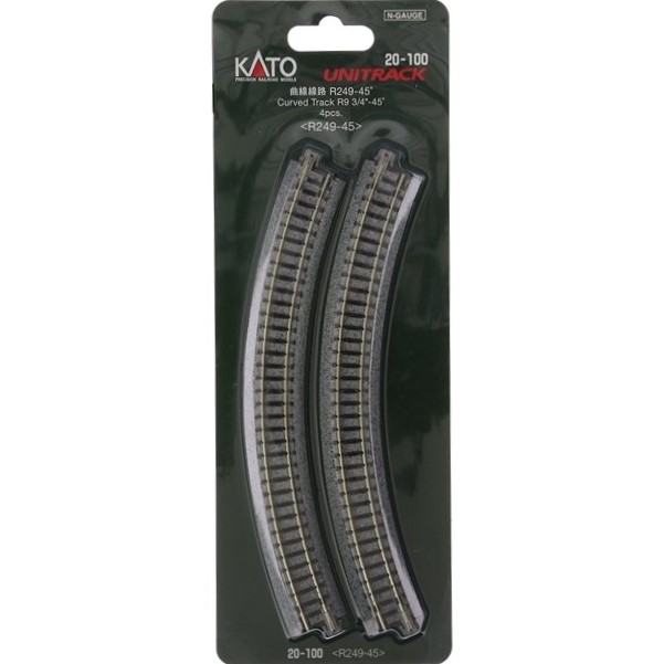 Kato 20100  N 249mm (9 3/4") Radius 45º Curve Track [4 pcs]