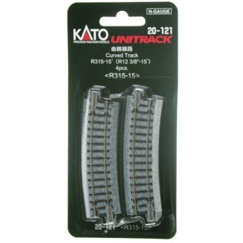 Kato 20121  N 315mm (12 3/8") Radius 15º Curve Track [4 pcs]