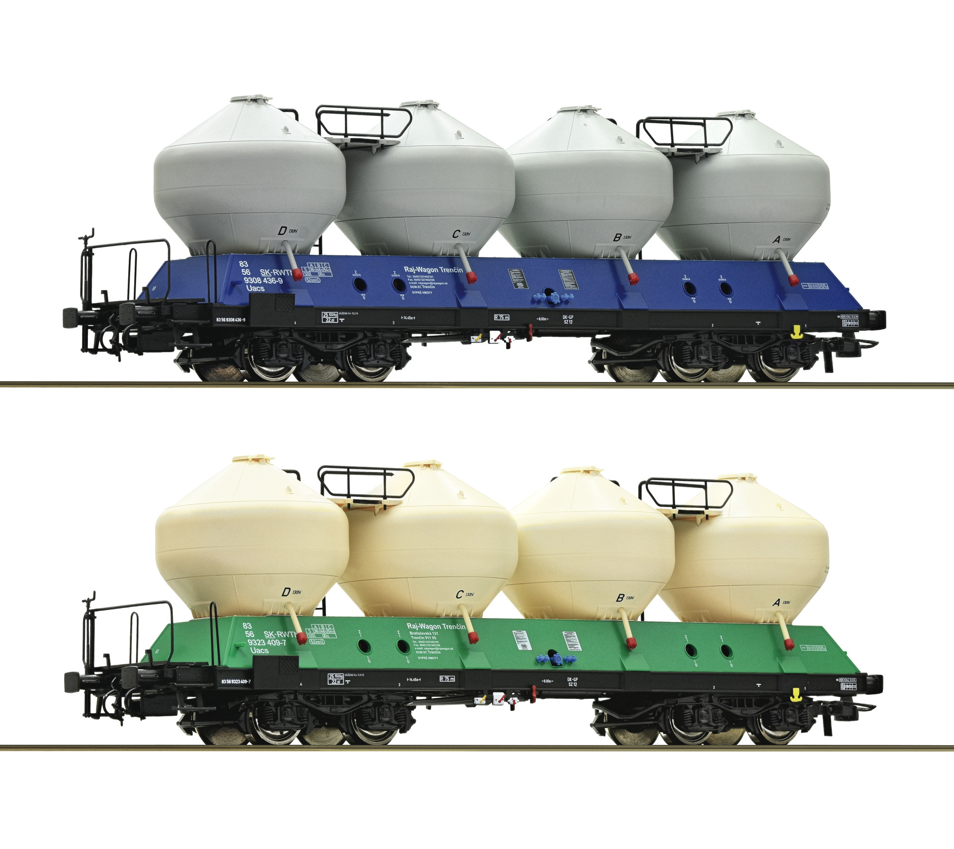 Roco 77003   2 piece set: Silo wagons, ZSSK