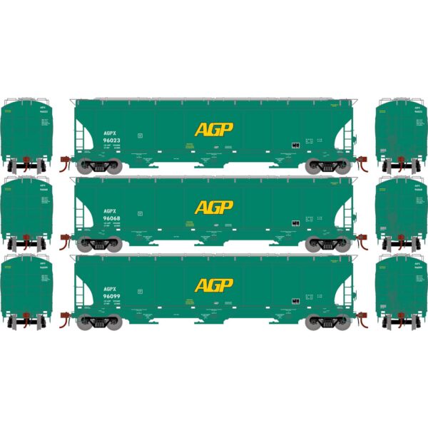 Athearn Genesis 97158   Trinity 3-Bay Hoppers, AGPX #96023/96068/96099 (3 Pack)