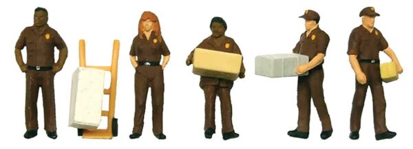 Walthers SceneMaster 6043  UPS Delivery Personnel Includes Handcart Pkg(5)